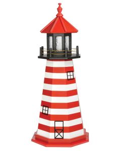 4' Amish Crafted Hybrid Garden Lighthouse - West Quoddy - Cardinal Red & White - no base