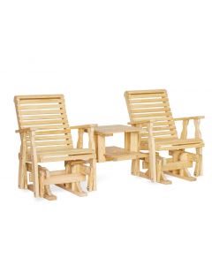 Wooden Roll Back Double Glider with Table