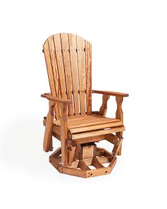 Wooden Fan Back Swivel Glider