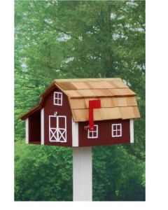 Traditional Barn Mailbox Combo - Red & White