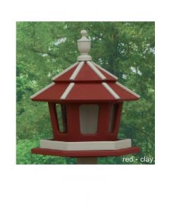 3 Compartment Bird Feeder - Red & Clay