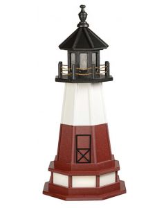 3' Amish Crafted Hybrid Garden Lighthouse - Vermillion - Black, White & Cherrywood