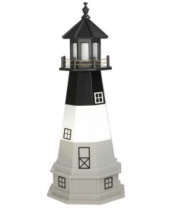 4' Amish Crafted Hybrid Garden Lighthouse - Oak Island - Black, White & Grey