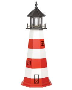 5' Amish Crafted Wood Garden Lighthouse - Assateague - Cardinal Red & White