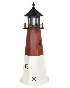 5' Amish Crafted Wood Garden Lighthouse - Barnegat - Cherrywood & White