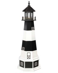 5' Amish Crafted Wood Garden Lighthouse w/ Base - Bodie Island - Black & White