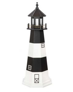 5' Amish Crafted Wood Garden Lighthouse - Fire Island - Black & White