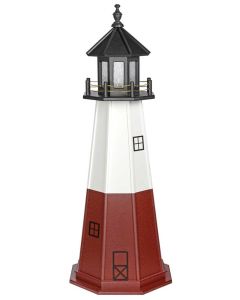 5' Amish Crafted Hybrid Garden Lighthouse - Vermillion - Black, White & Cherrywood - no base