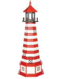 5' Amish Crafted Hybrid Garden Lighthouse - West Quoddy - Cardinal Red & White