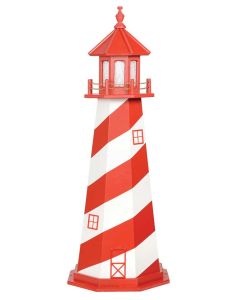 5' Amish Crafted Hybrid Garden Lighthouse - White Shoal - Cardinal Red & White - no base
