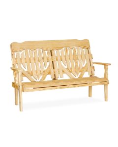 6' Wooden High Back Heart Bench