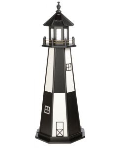 5' Amish Crafted Wood Garden Lighthouse - Cape Henry - Black & White