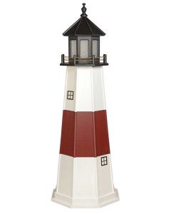 6' Amish Crafted Wood Garden Lighthouse - Montauk - White & Cherrywood