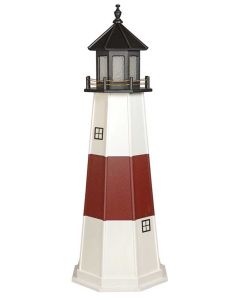 6' Amish Crafted Wood Garden Lighthouse - Montauk - White & Cherrywood