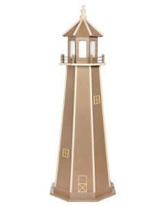 6' Amish Crafted Wood Garden Lighthouse - Custom Painted - Weatherwood & Ivory