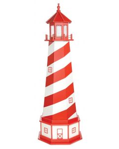 6' Amish Crafted Hybrid Garden Lighthouse - White Shoal - Cardinal Red & White