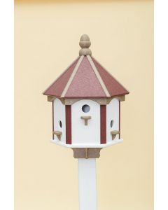 6 Hole Poly lumber Birdhouse - Cherry/WR/White Walls