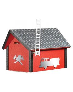 Deluxe Poly Fire Dept. Mailbox w/ Aluminum Plate Roof - Cardinal Red & Black