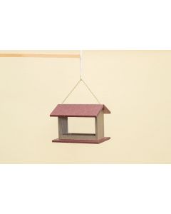 Small Hanging Rectangle Bird Feeder - Poly -Shown in Cherry & Weatherwood