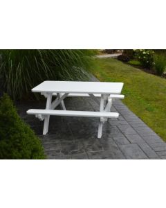 Kid's Yellow Pine Picnic Table with Attached Benches - Pine painted White