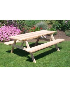4' Cedar Picnic Table w/ Attached Benches - Unfinished