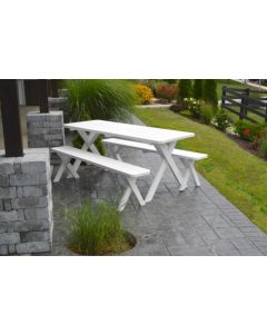 4' Crosslegged Yellow Pine Picnic Table w/ 2 Benches - Shown in White