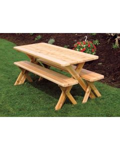 5' Cedar Crosslegged Picnic Table w/ 2 Benches - Unfinished