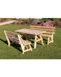5' Cedar Traditional Table w/ 2 Backed Benches - Unfinished