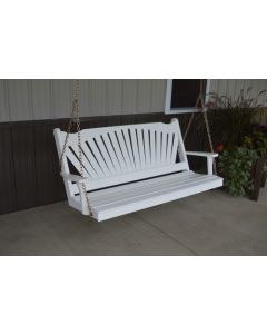 5' Fan Back Yellow Pine Porch Swing - Shown in White
