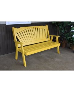 4' Fanback Yellow Pine Garden Bench - Canary Yellow