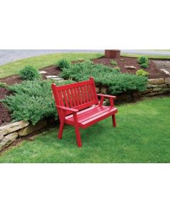 4' Traditional English Yellow Pine Garden Bench - Tractor Red