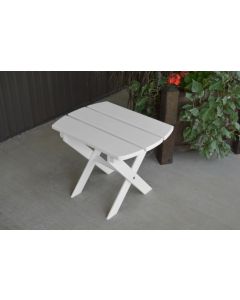Folding Oval Yellow Pine End Table - White