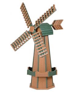 Large Poly Garden Windmill - Mahogany & Turf Green