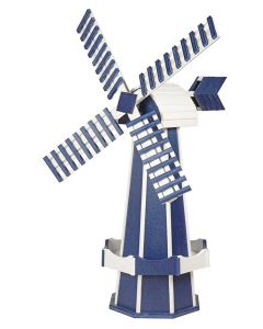 Large Poly Garden Windmill - Patriot Blue & White