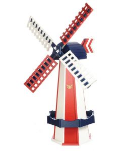 Medium Poly Garden Windmill - Patriotic