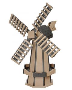 Medium Poly Garden Windmill - Weatherwood & Black