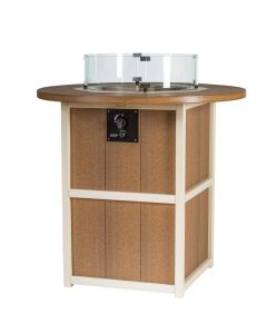 42" SummerSide Round Fire Bar Table - Antique Mahogany & Ivory
