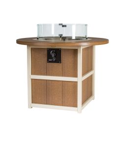42" SummerSide Round Fire Bar Table - Antique Mahogany & Ivory