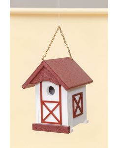Poly lumber Barn Wren House - Cherry/White