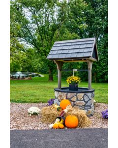 Jumbo Poly Lumber/Stone Combo Wishing Well - Coastal Gray/Black/Brown Stone/Black Grout (Special Order)