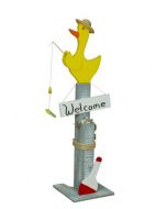 Duck Decorative Pier Post w/ Welcome Sign